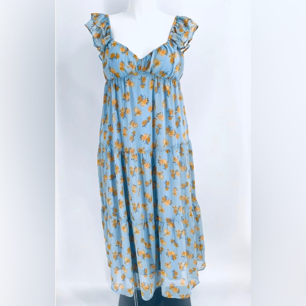 Lush Blue Floral Fit & Flare Dress
